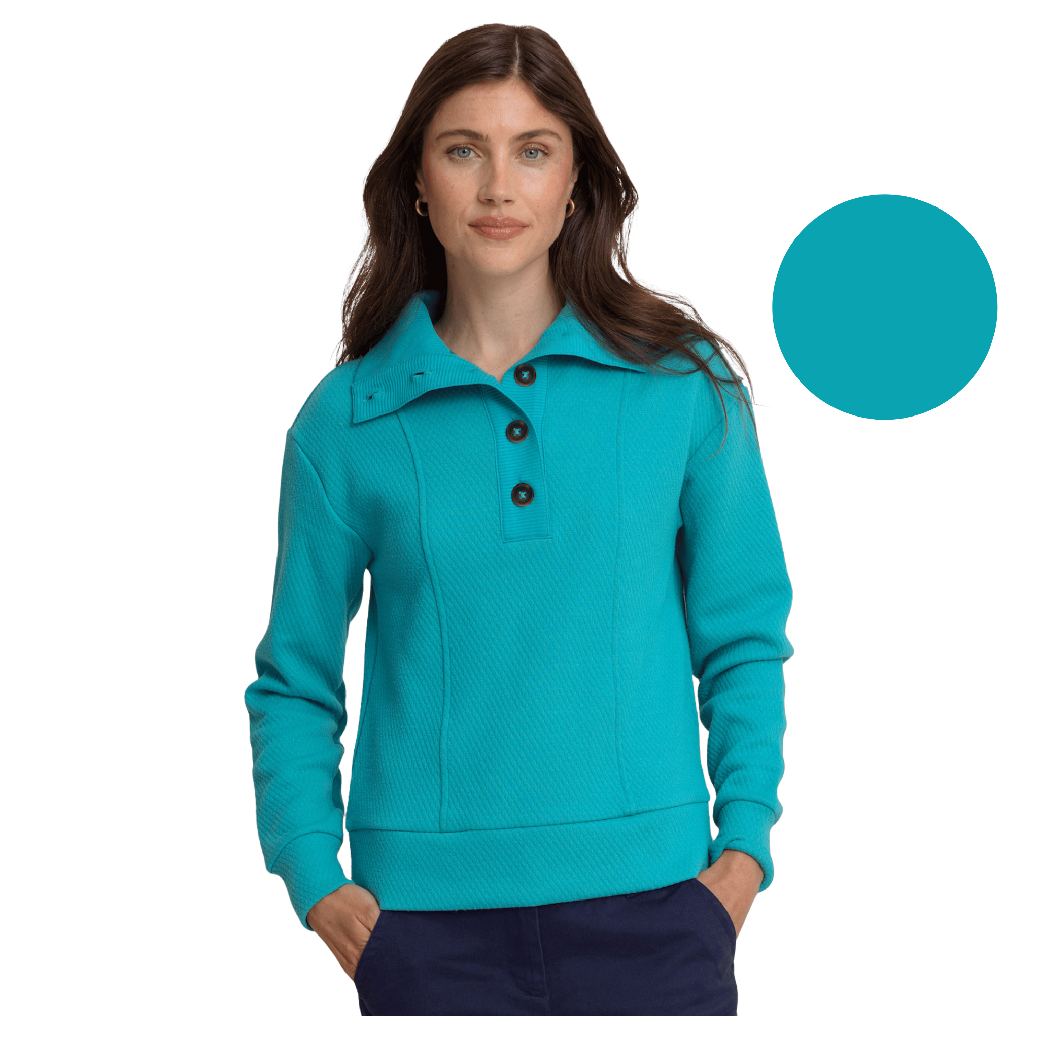 Tonya Button Mock Pullover